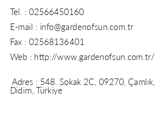 Garden Of Sun Hotel iletiim bilgileri